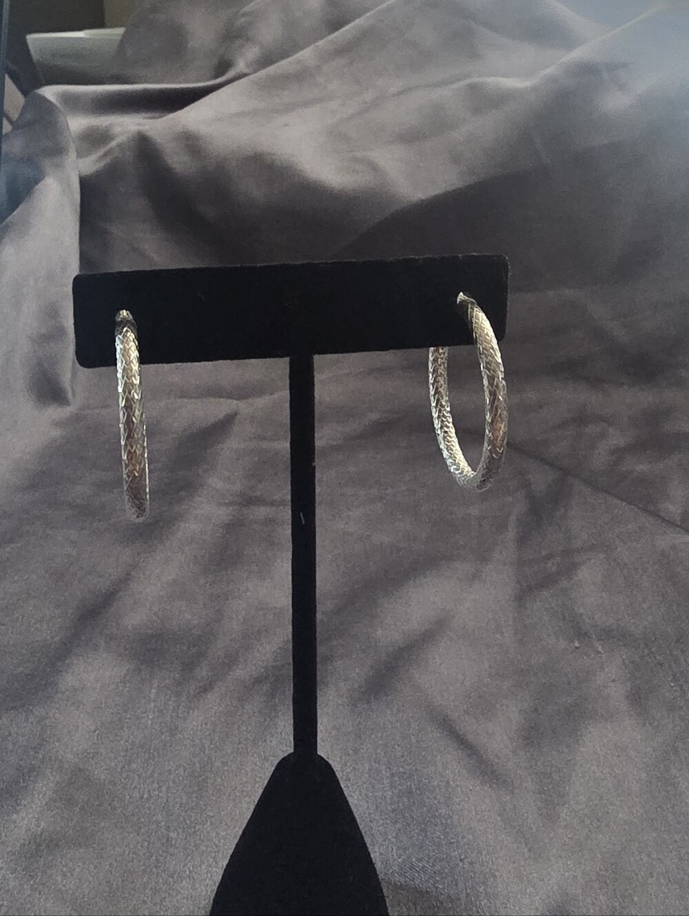 925 Sterling Silver Italian Hoop Earrings Diamond Cut